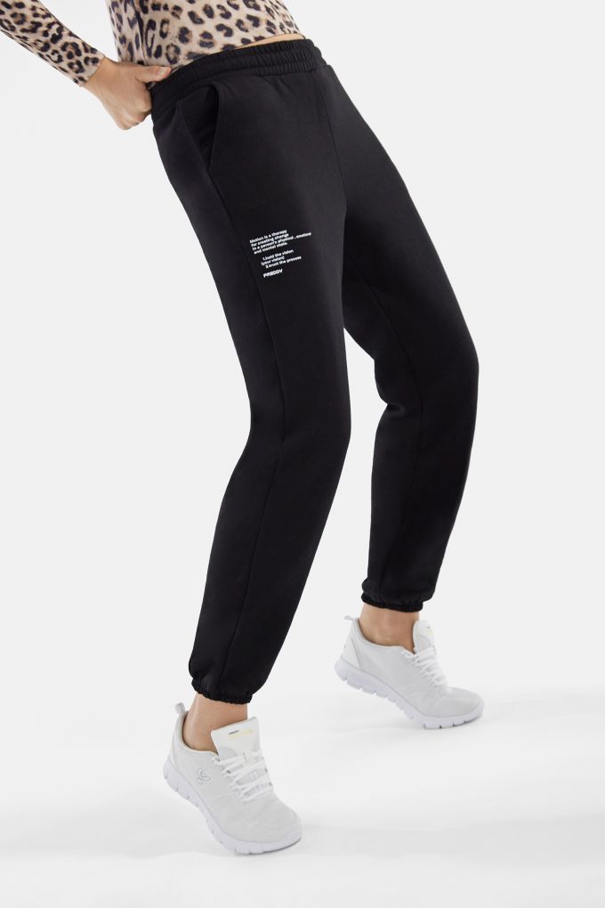 Pantaloni sportivi in felpa garzata con stampa lettering