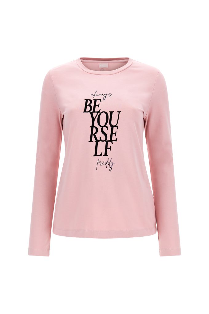 Long-sleeve t-shirt with a flocked ALWAYS BE YOURSELF print