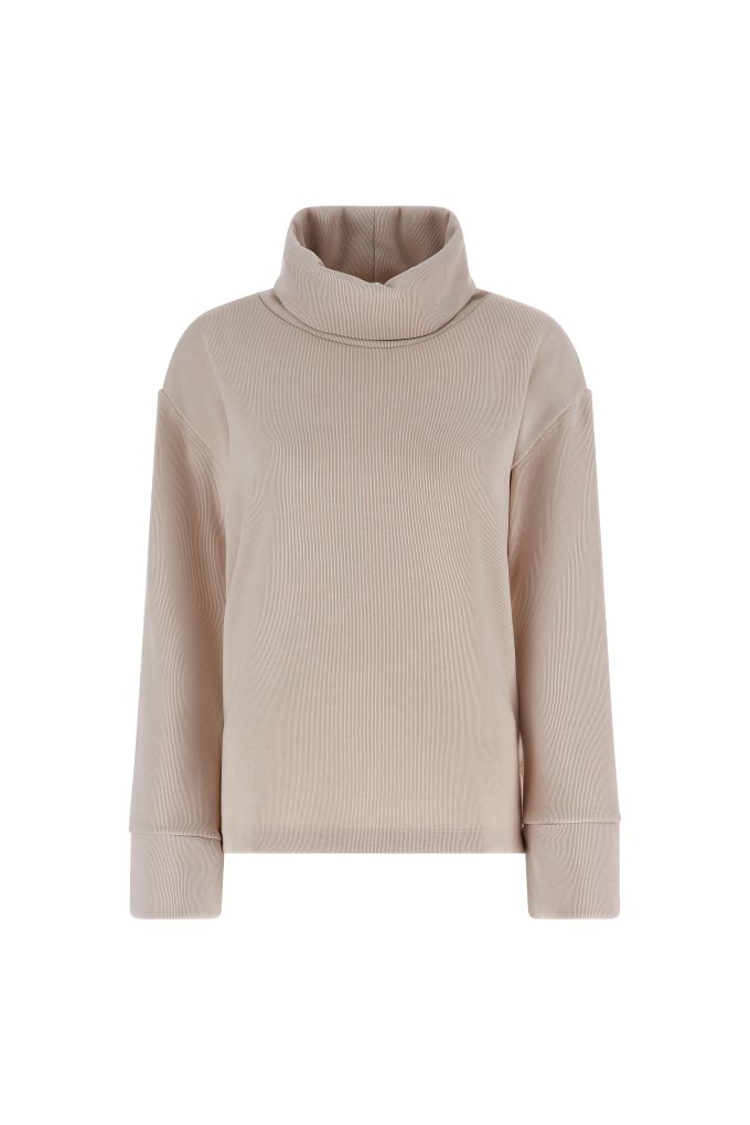 Felpa comfort con effetto tricot a collo alto