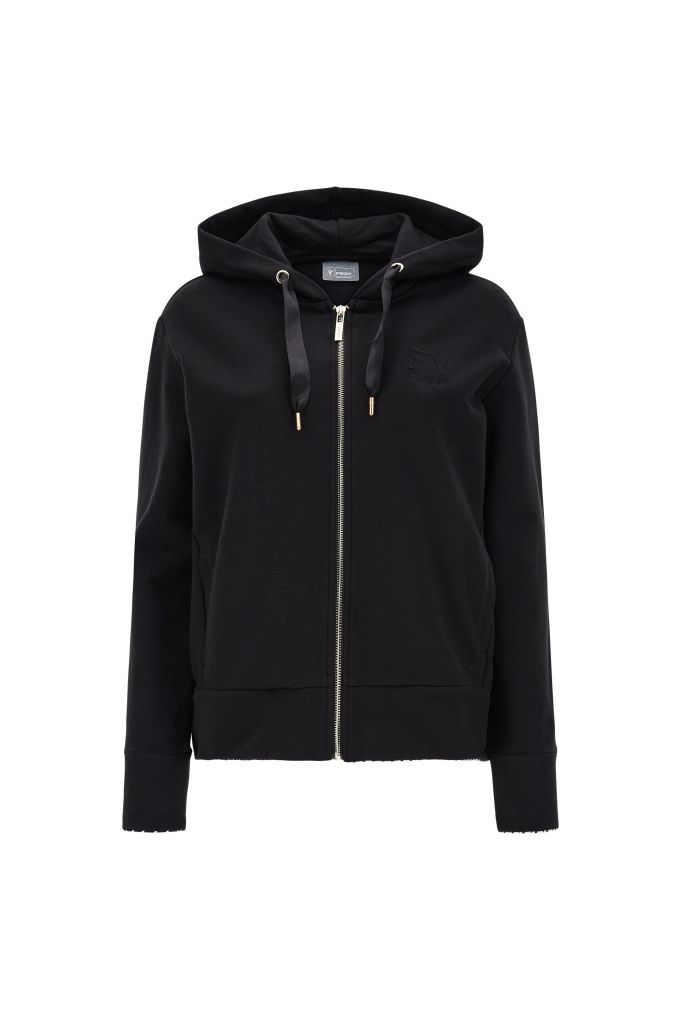 Sudadera cómoda con capucha e interior de pata de gallo