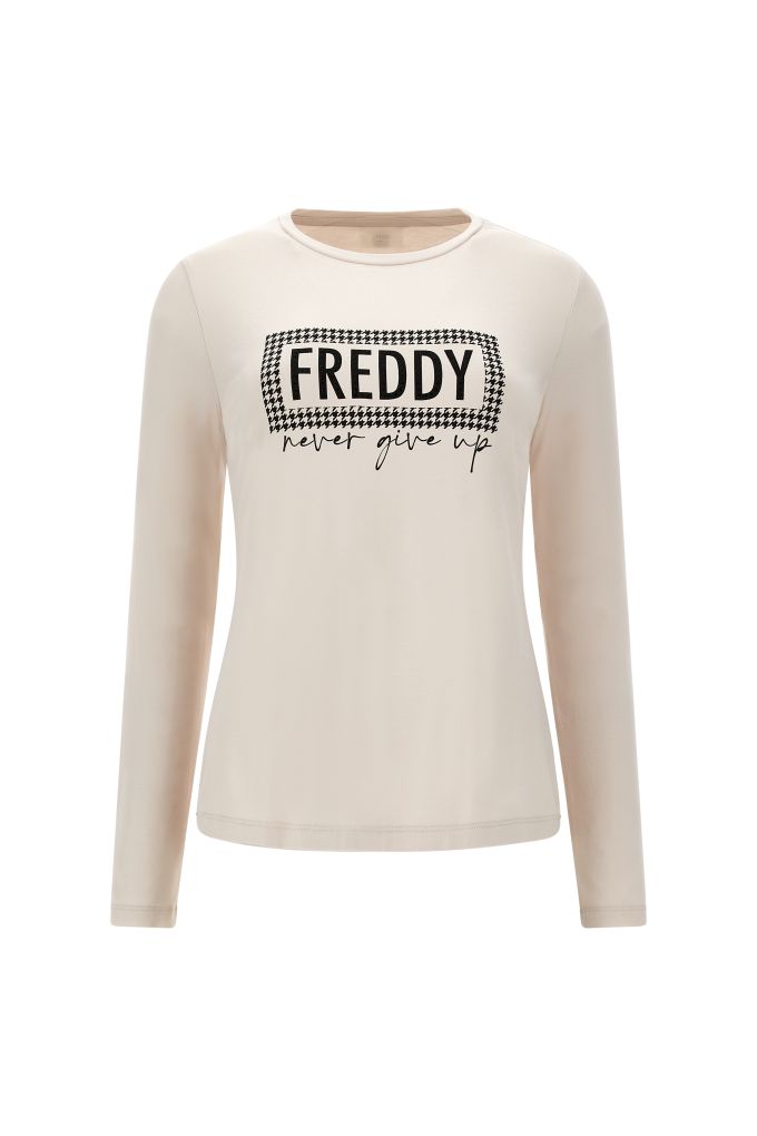 T-shirt manica lunga grafica Freddy riquadro pied de poule