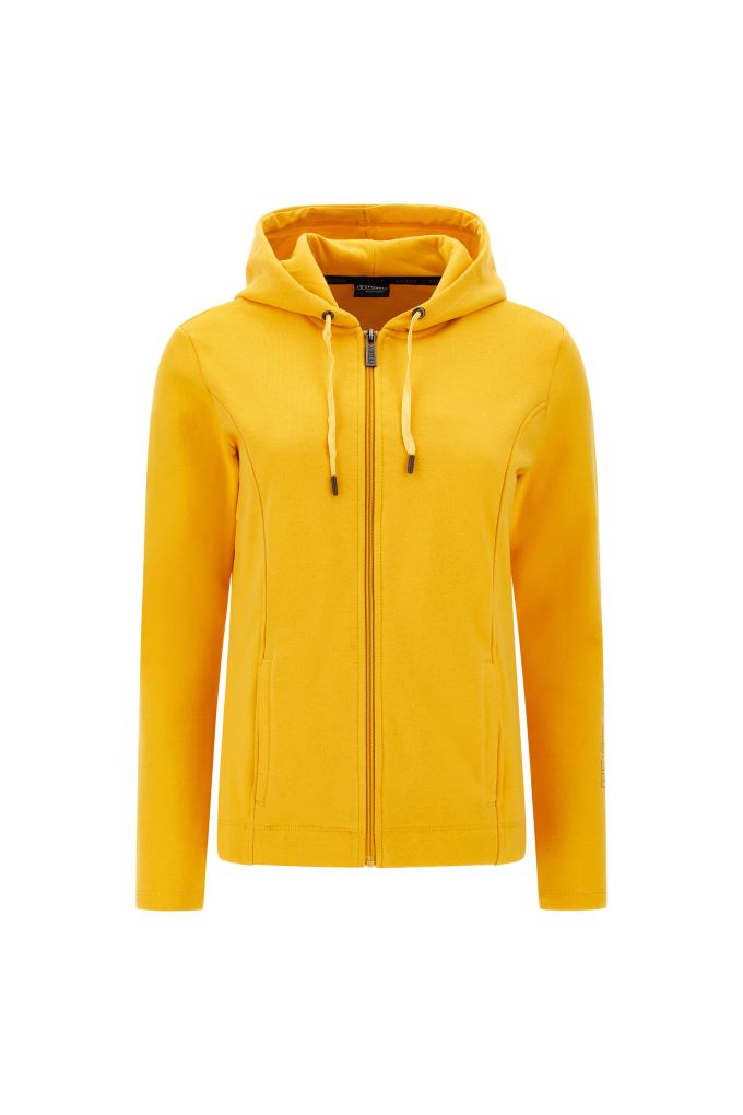 Felpa full zip con cappuccio e stampa laminata su una manica