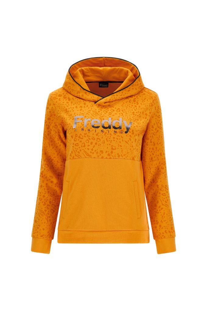 Felpa con cappuccio grafica animalier e stampa metal gun
