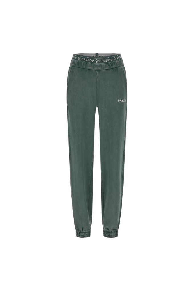 Pantaloni sportivi con elastico logato felpa effetto used