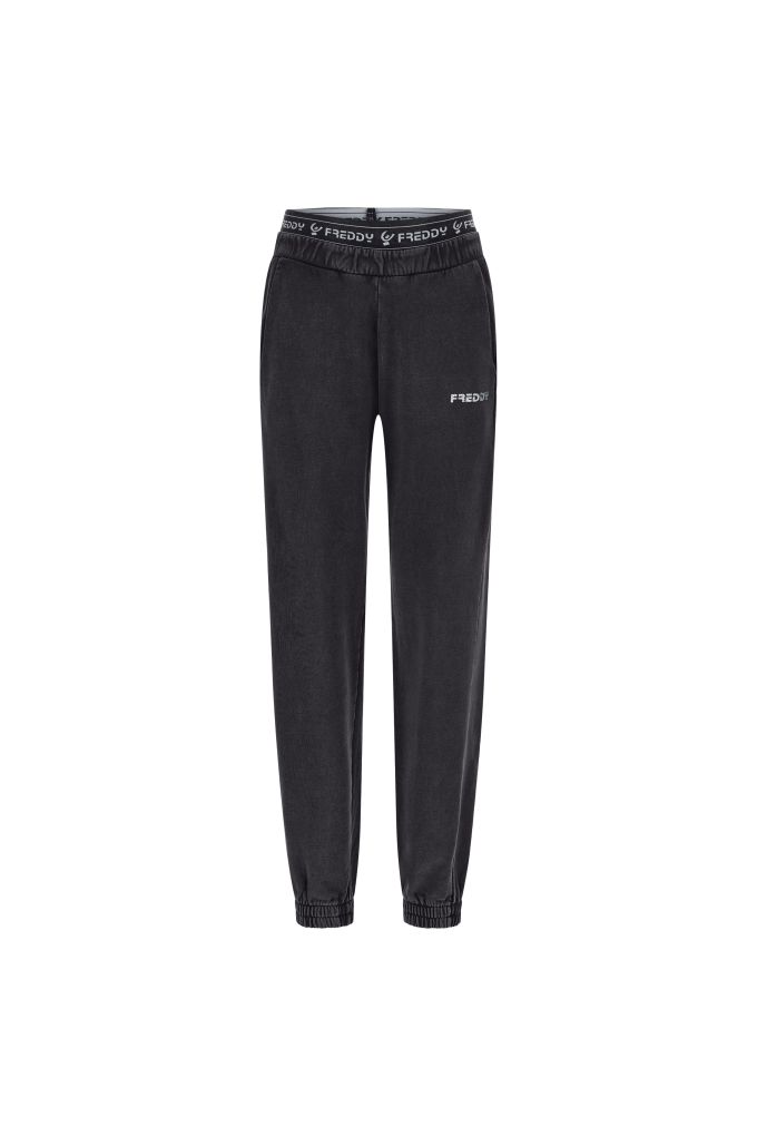 Pantaloni sportivi con elastico logato felpa effetto used