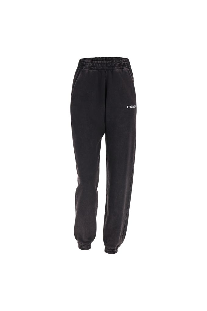 Pantaloni sportivi felpa garzata tinta in capo effetto used