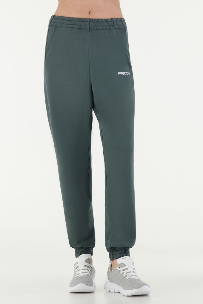 Pantaloni sportivi in felpa garzata tinta in capo