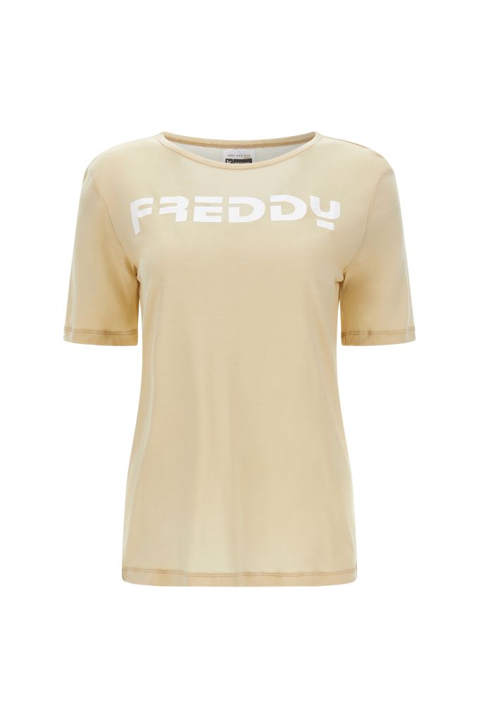 T-shirt comfort in fibra vegetale con maxi logo