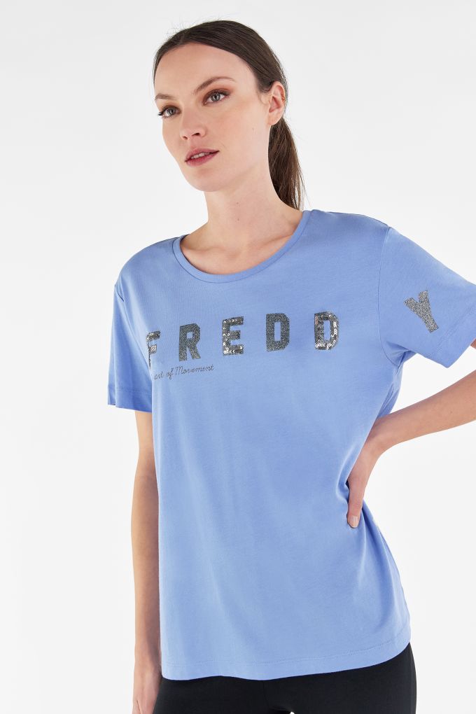 T-shirt comfort in jersey modal con grafica FREDDY composita