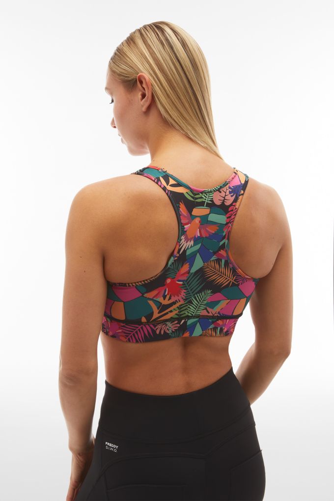 Tropical High Neck Sports Bra, Best Workout Top