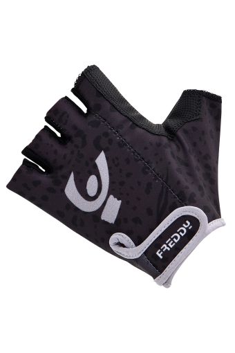 Performance fabric gym gloves with a print