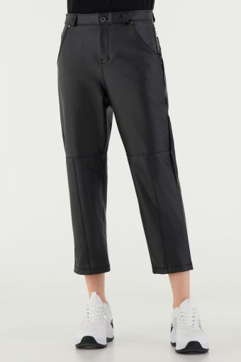 Wide-leg FREDDY BLACK Capri trousers in faux leather