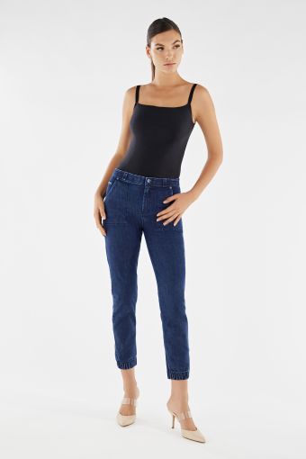 Ankle-length FREDDY BLACK jeans with patch pockets and elasticated cuffs