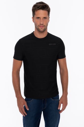 T-shirt noir avec imprimé No Logo intégral