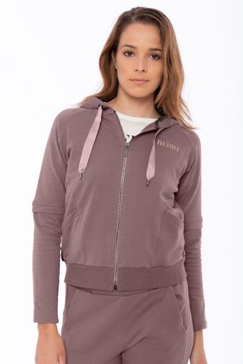 Zip-front hoodie with 2-in-1 effect sleeves