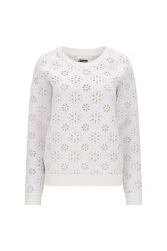 Sweatshirt in perforated floral motif performance fabric
