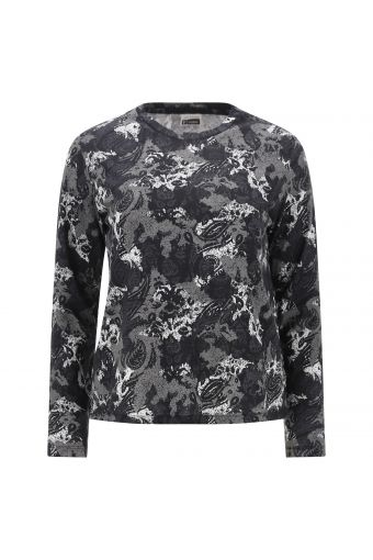 Long-sleeve t-shirt with a camouflage-paisley print