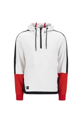 Colour block hoodie with a half zip