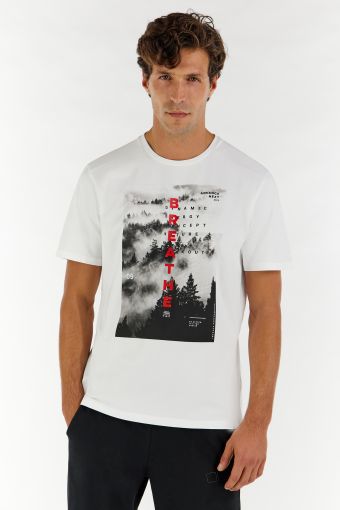 Men's t-shirt with contrast lettering and a printed image