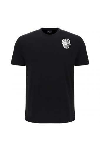T-shirt nera con teschio bianco - Romero Britto Collecton