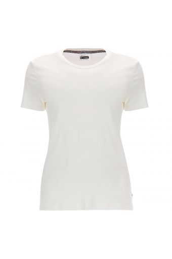 Plain colour viscose jersey t-shirt with a roomy neck