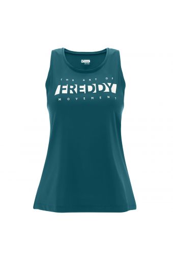 Ärmelloses Fitness-Shirt aus D.I.W.O.® mit Aufdruck in Kontrastfarbe