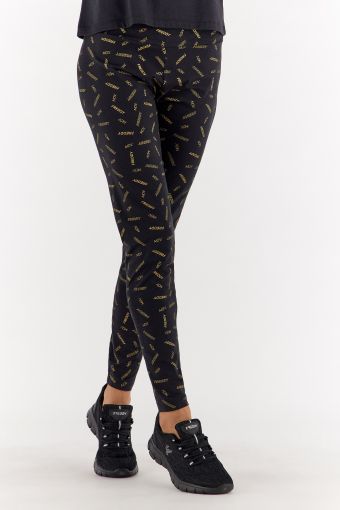 Black leggings with a gold all-over FREDDY MOV. print