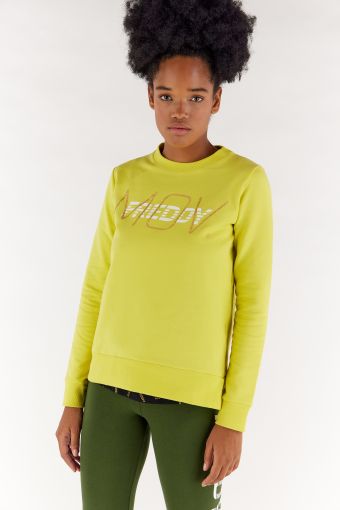 Crew neck sweatshirt with a white and gold glitter FREDDY MOV. print