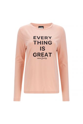 Long-sleeve t-shirt with a glitter EVERYTHING IS GREAT print