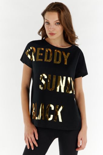 Comfort-fit t-shirt with a large FREDDY SUNDAY BLACK print