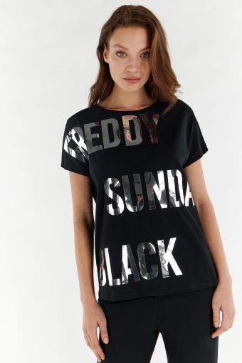 T-shirt confortable avec grand imprimé FREDDY SUNDAY BLACK