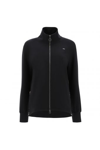 Comfort-fit sweatshirt with a zip and lateral slits with animal print trim