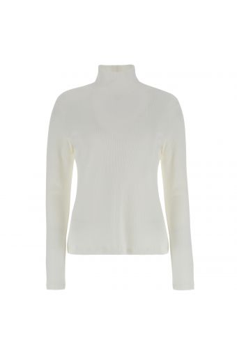 Ribbed cotton shirt with high neck