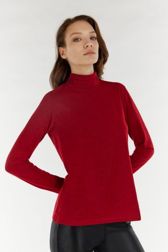 Lurex jersey shirt with a mock polo neck
