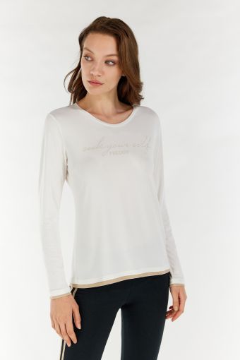 Long-sleeve t-shirt with lurex jersey for a 2-in-1 effect