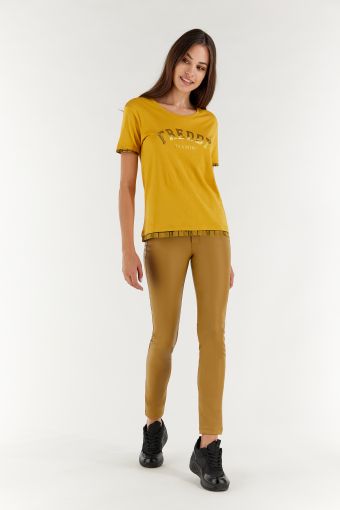 Hose N.O.W.® Pants mit mittlerem Taillenbund aus Kunstleder