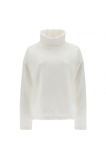 Cropped high neck knit-effect sweatshirt