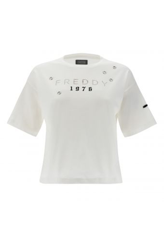 Comfort-fit t-shirt with a Freddy 1976 print and metal rings