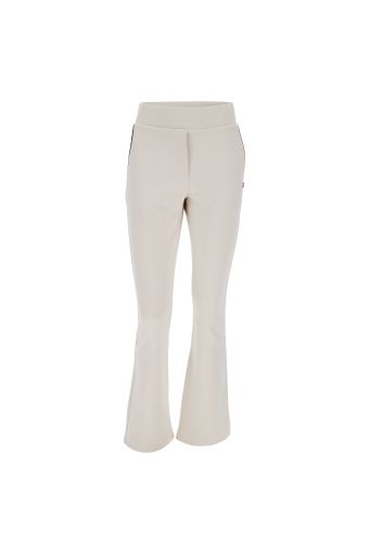 Flare-leg athletic trousers in viscose fleece with lurex piping