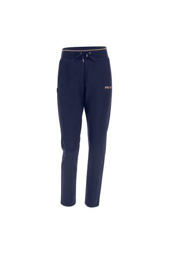 Pantaloni sportivi slim fondo dritto e dettagli color rame
