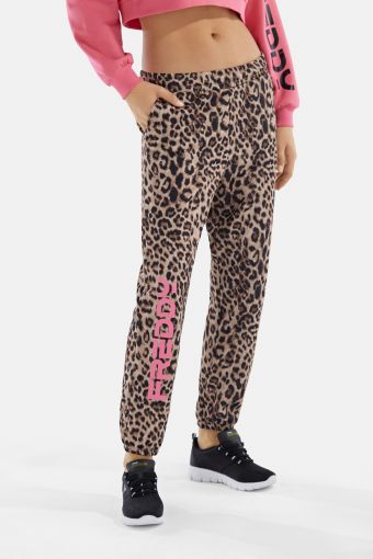Animal print joggers with a print on the lower leg