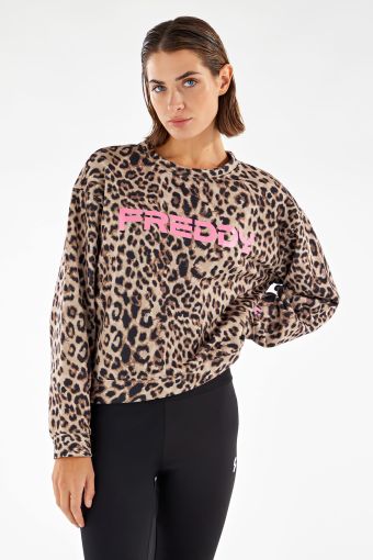 Animal print comfort-fit crew neck sweatshirt with a FREDDY print