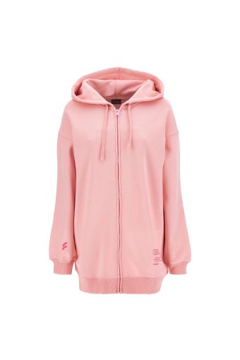 Long comfort-fit hoodie with a full zip