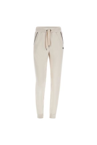 Trousers with tonal lateral bands and black lurex piping