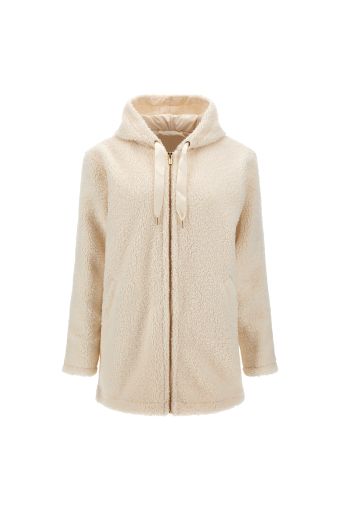 Comfort-fit faux fur teddy jacket with a hood