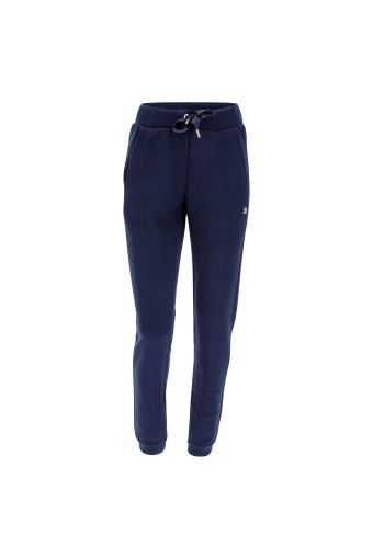 Tricot-effect fleece trousers with a satin drawstring 