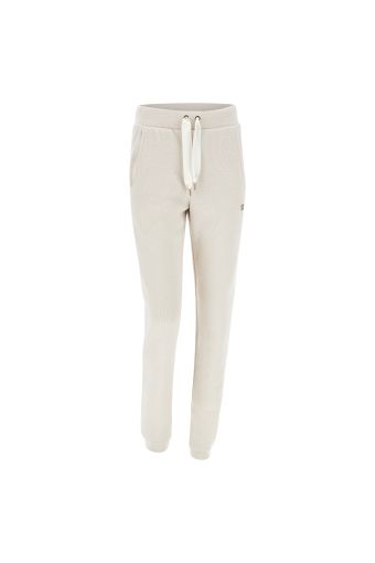 Tricot-effect fleece trousers with a satin drawstring 