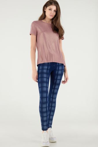 Skinny-fit medium waist N.O.W.® Pants trousers with a check motif 