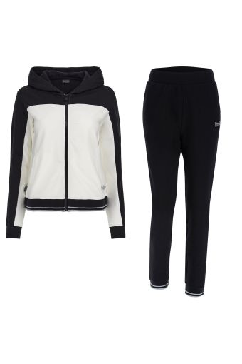 Colour block track suit with a hood and striped Lurex trim