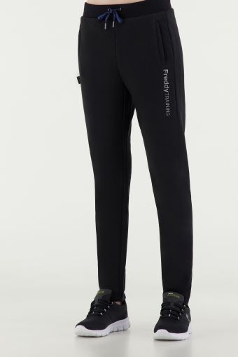 Tapered athletic trousers with a gun metal grey print